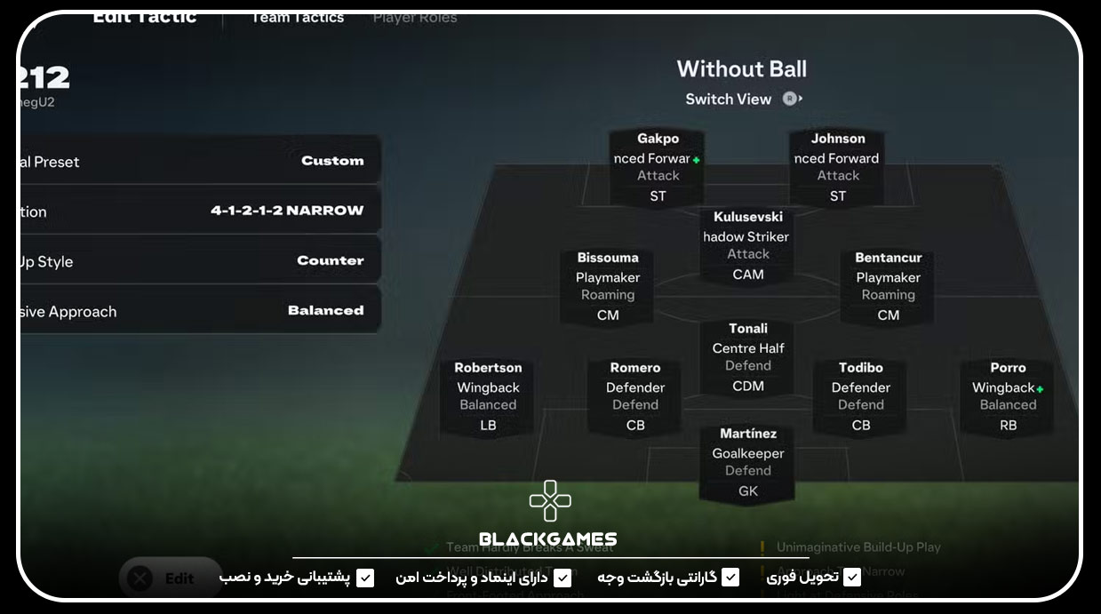 #1 بهترین ترکیب آلتیمیت تیم در FC 25؛ (Narrow) 4-1-2-1-2 