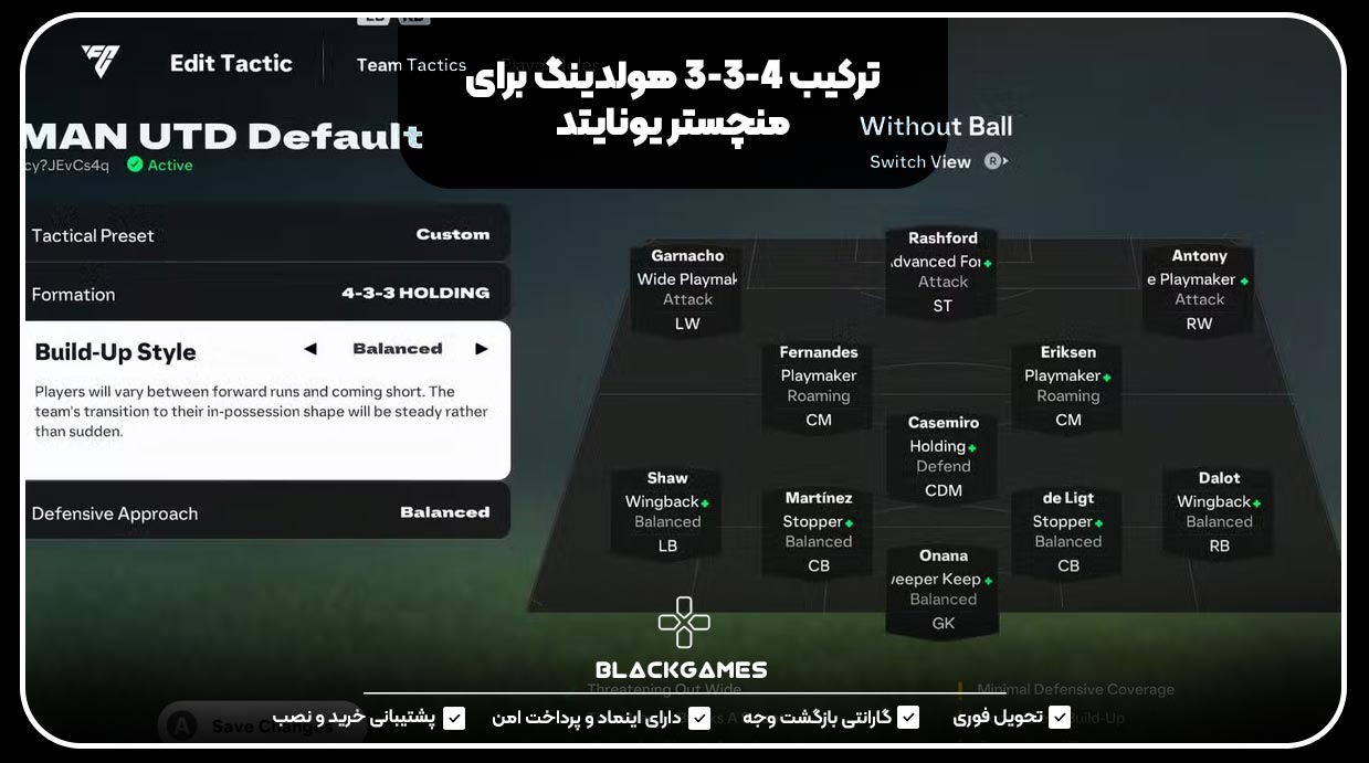 ترکیب 4-3-3 هولدینگ برای منچستر یونایتد