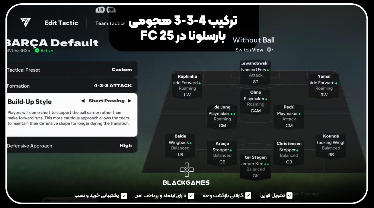 ترکیب 4-3-3 هجومی بارسلونا در EA Sports FC 25